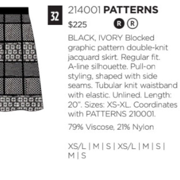 Etcetera "Patterns" Black and Ivory Knit A-Line Skirt - Picture 6 of 6